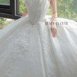 TVC703 Váy Cưới Làm Lễ, Đầm Cưới Đi Tiệc, Xếp Ly, Cúp Ngực, Hoa 3D