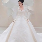 TVC704 Váy Cưới Làm Lễ, Đầm Tiệc Cao Cấp, Voan, Dài Tay, Xếp Ly