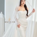 TVC711 Váy Cưới Đi Bàn, Đầm Cưới Đuôi Cá, Cúp Ngực, Tà Rời, Phi