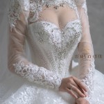 TVC718 Váy Cưới Làm Lễ, Đầm Cưới Đi Tiệc Tay Dài, Kim Sa