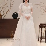 TVC721 Váy Cưới Làm Lễ, Đầm Cưới Đi Tiệc, Xếp Ly, 2in1