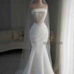 TVC735 Váy Cưới Đi Bàn, Đầm Cưới Đuôi Cá, Cúp Ngực, Dáng Ôm