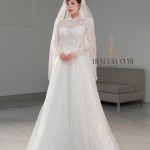 TVC737 Váy Cưới Làm Lễ, Đầm Cưới Đi Tiệc, Xếp Ly, 2in1