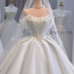 TVC602 Váy Cưới Làm Lễ, Đầm Cưới Đi Tiệc, Cúp Ngực, Tùng Bồng