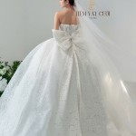 TVC750 Váy Cưới Làm Lễ, Đầm Cưới Cao Cấp, Bệt Vai Ngang, Hoa 3D,  tay rời, nơ rời