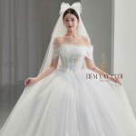 TVC752 Váy Cưới Làm Lễ, Đầm Cưới Đi Tiệc, Xếp Ly, Kim Sa, Cúp Ngực