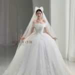 TVC752 Váy Cưới Làm Lễ, Đầm Cưới Đi Tiệc, Xếp Ly, Kim Sa, Cúp Ngực