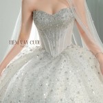 TVC757 Váy Cưới Làm Lễ, Đầm Cưới Cao Cấp, Cúp Ngực, Xếp Ly