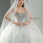 TVC757 Váy Cưới Làm Lễ, Đầm Cưới Cao Cấp, Cúp Ngực, Xếp Ly