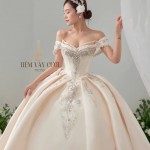 TVC759 Váy Cưới Làm Lễ, Phi, Sang Trọng, Xếp Ly