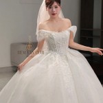 TVC762 Váy Cưới Làm Lễ, Đầm Cưới Cúp Ngực, Vải Voan, Cúp Ngực ,Tùng Xòe