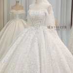 TVC763 Váy Cưới Làm Lễ, Đầm Cưới Đi Tiệc, Đính Hoa 3D, Cúp Ngực