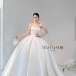 TVC768 Váy Cưới Làm Lễ, Đầm Cưới Đi Tiệc, Cúp Ngực, Tùng Xếp Ly
