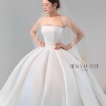 TVC768 Váy Cưới Làm Lễ, Đầm Cưới Đi Tiệc, Cúp Ngực, Tùng Xếp Ly