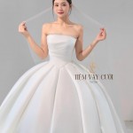 TVC768 Váy Cưới Làm Lễ, Đầm Cưới Đi Tiệc, Cúp Ngực, Tùng Xếp Ly