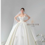 TVC769 Váy Cưới Làm Lễ, Đầm Cưới Đi Tiệc, Nơ 3D, Cúp Ngực