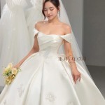 TVC770 Váy Cưới Làm Lễ, Đầm Cưới Đi Tiệc, Bệt Vai Ngang, Hoa 3D