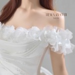 TVC771 Váy Cưới Làm Lễ, Đầm Cưới Dáng Xoè Bồng Bềnh, Dài Tay, Cúp Ngực, Đính Đá