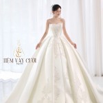 TVC777 Váy Cưới Làm Lễ, Váy Cưới Tiệc Cúp Ngực, Vải Phi Nhật , Váy Thiết Kế