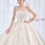 TVC777 Váy Cưới Làm Lễ, Váy Cưới Tiệc Cúp Ngực, Vải Phi Nhật , Váy Thiết Kế