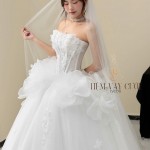TVC779 Váy Cưới Đi Tiệc, Đầm Cưới Dáng Xuông, Cúp ngực, Xếp Tầng