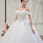 TVC782 Váy Cưới Làm Lễ, Đầm Cưới Cao Cấp, Hoa 3D, Cúp Ngực, Váy