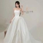 TVC787 Váy Cưới Đi Bàn, Đầm Cưới Đi Bàn, Cúp Ngực, Phối Ren, Dáng Xuông