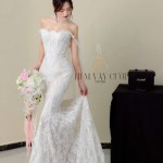 TVC789 Váy Cưới Đi Bàn, Đầm Cưới Bó Cá, Cúp Ngực, Dáng Ôm, Ren