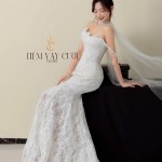 TVC789 Váy Cưới Đi Bàn, Đầm Cưới Bó Cá, Cúp Ngực, Dáng Ôm, Ren