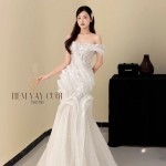 TVC791 Váy Cưới Đi Bàn, Đầm Cưới Đuôi Cá, Cúp Ngực, Lấp Lánh, Cao Cấp