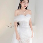 TVC796 Váy Cưới Đi Bàn, Đầm Cưới Đuôi Cá, Voan, Tà Lệch