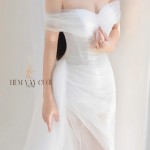 TVC796 Váy Cưới Đi Bàn, Đầm Cưới Đuôi Cá, Voan, Tà Lệch