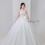 TVC806 Váy Cưới Làm Lễ, Đầm Cưới Đi Tiệc, Dài Tay, Kim Sa, Cúp Ngực, Tùng Bồng
