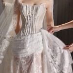 TVC813 Váy Cưới Đi Bàn, Đầm Cưới Đuôi Cá, Ren , Tà Lệch