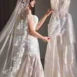 TVC813 Váy Cưới Đi Bàn, Đầm Cưới Đuôi Cá, Ren , Tà Lệch