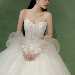 TVC816 Váy Cưới Làm Lễ, Đầm Cưới Cô Dâu, Cúp Ngực, Hoạ Tiết, Tay Bồng