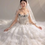 TVC819 Váy Cưới Làm Lễ, Váy Cưới Tiệc Cúp Ngực, Vải Phi Nhật, Ren, Váy Thiết Kế
