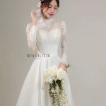 TVC821 Váy Cưới Đi Bàn, Đầm Cưới Dáng Xuông, Hoa 3D