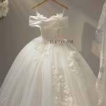 TVC822 Váy Cưới Làm Lễ, Đầm Cưới Cao Cấp, Cúp Ngực, Ngọc Trai