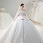 TVC825 Váy Cưới Làm Lễ, Đầm Cưới Tiệc, Trễ Vai, Đính Đá