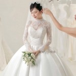 TVC826 Váy Cưới Dáng Xoè Bồng Bềnh, Ren Lưới Trắng, Tặng Tùng Voan Mút Ngực, Đầm Cưới Dài Tay Vai Bồng