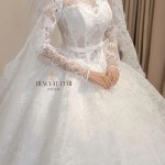 TVC834 Váy Cưới Làm Lễ, Đầm Cưới Đi Tiệc, Dài Tay, Kim Tuyến