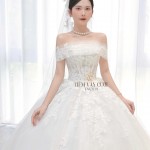 TVC839 Váy Cưới Làm Lễ, Đầm Cưới Lông Vũ, Cúp Ngực, Dáng Xoè