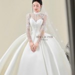 TVC843 Váy Cưới Làm Lễ, Đầm Cưới Dáng Xoè Bồng Bềnh, Dài Tay, Cúp Ngực, Đính Đá