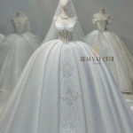 TVC848 Váy Cưới Làm Lễ, Váy Cưới Cô Dâu, Đầm Cưới Đi Tiệc, Gọng Corset, Cúp Ngực, Phi, Xếp Ly, Tùng Bồng