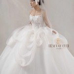 TVC860 Váy Cưới Làm Lễ, Váy Cưới Cô Dâu, Đầm Cưới Đi Tiệc, Cúp Ngực, Tùng Bồng, Xếp Ly