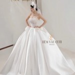TVC861 Váy Cưới Làm Lễ, Váy Cưới Cô Dâu, Cúp Ngực, Phi, Hoa 3D, Cúp Ngực, Váy Thiết Kế