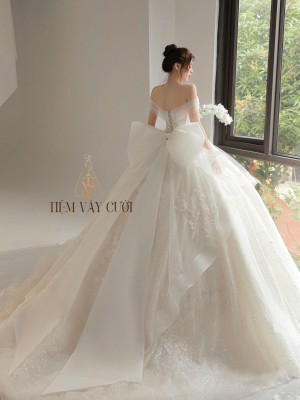 TVC701 Váy Cưới Làm Lễ, Đầm Cưới Đi Tiệc, Cúp Ngực, Tùng Bồng