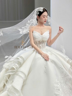 TVC705 Váy Cưới Làm Lễ, Đầm Cưới Đi Tiệc, Cúp Ngực, Tùng Thiết Kế