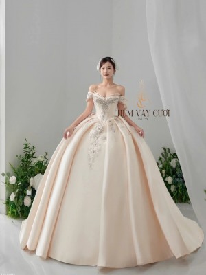 TVC759 Váy Cưới Làm Lễ, Phi, Sang Trọng, Xếp Ly